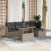 Set de sofás de jardín 6 pzas y cojines ratán sintético gris