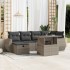 Set de sofás de jardín 7 pzas con cojines ratán PE gris