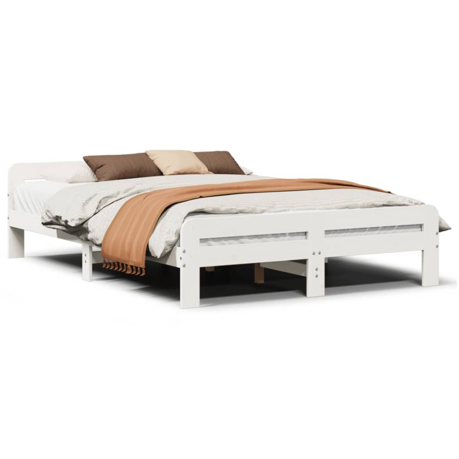 Estructura de cama sin colchón madera de pino blanca 150x200