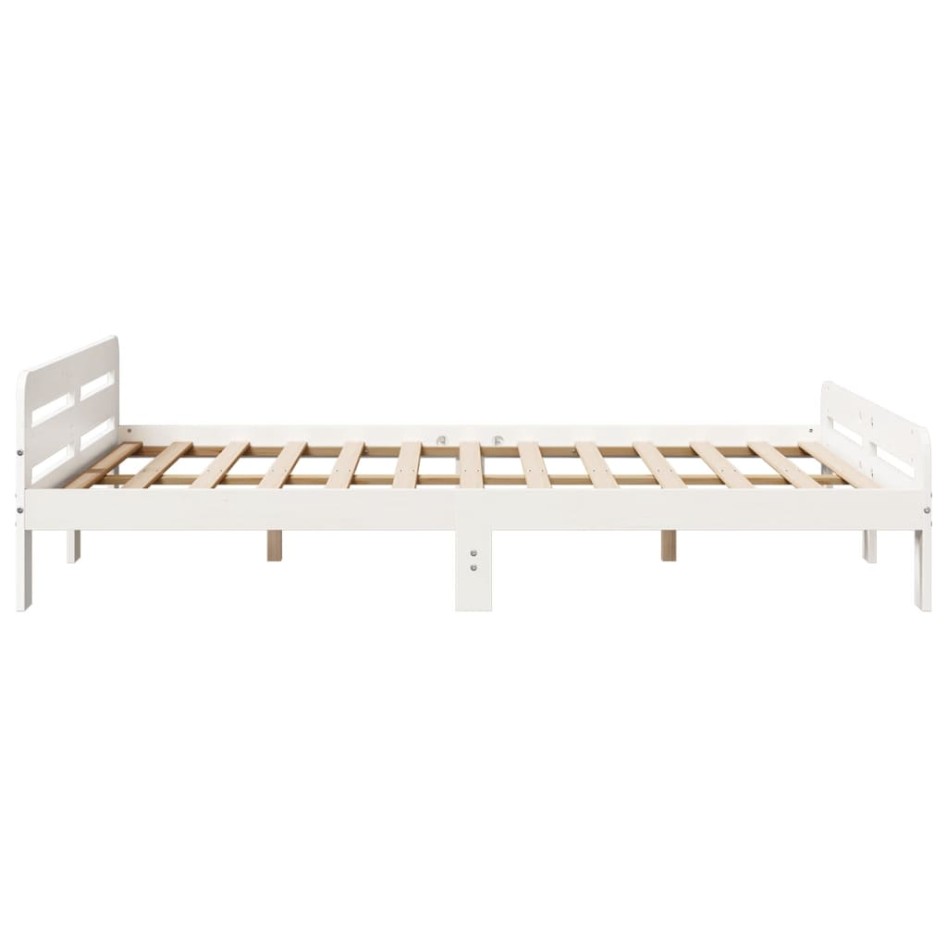 Estructura de cama sin colchón madera de pino blanca 150x200