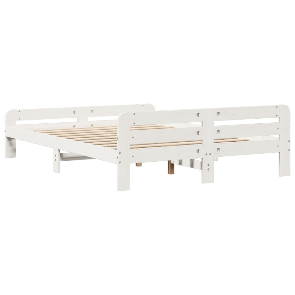 Estructura de cama sin colchón madera de pino blanca 150x200
