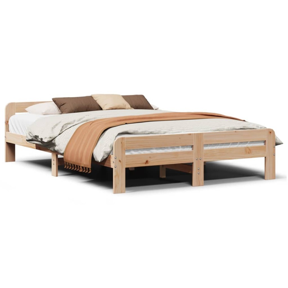 Estructura de cama sin colchón madera maciza de pino 160x200