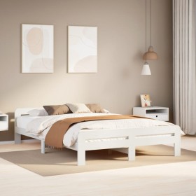 Estructura de cama sin colchón madera de pino blanca 140x190