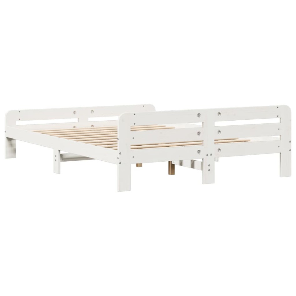 Estructura de cama sin colchón madera de pino blanca 140x190