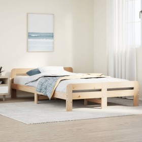 Estructura de cama sin colchón madera maciza de pino 135x190