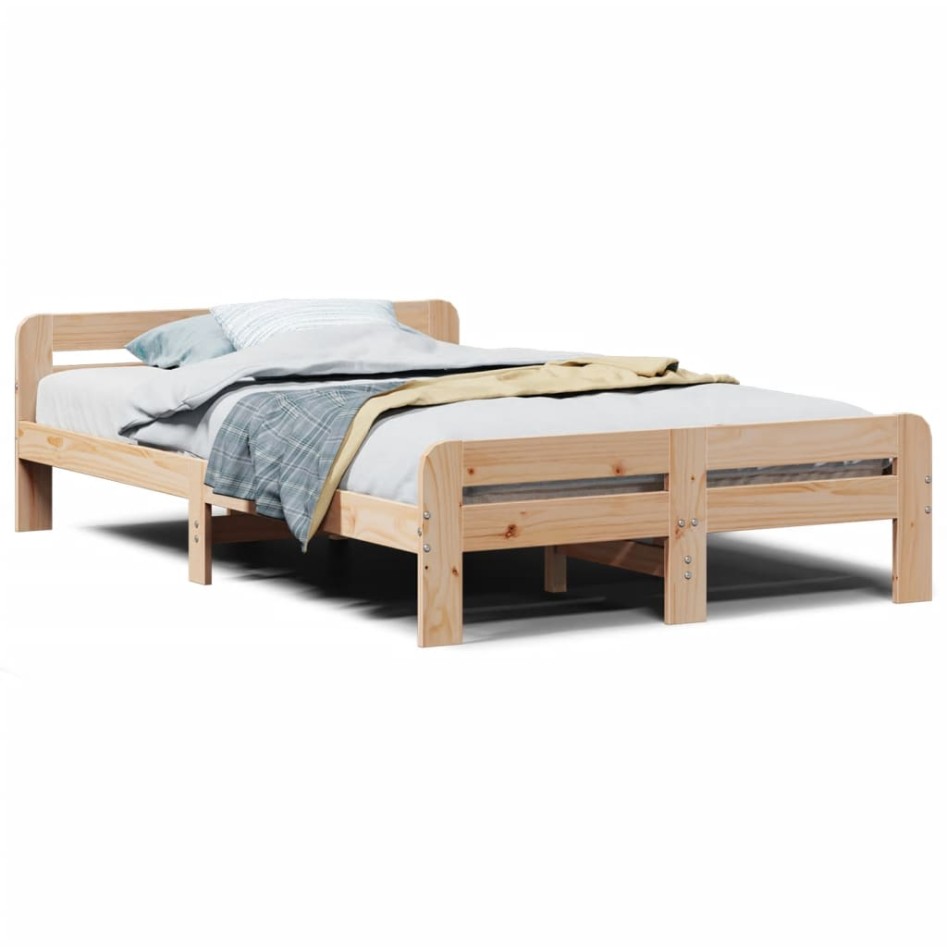 Estructura de cama sin colchón madera maciza de pino 135x190