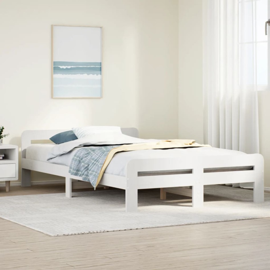 Estructura de cama sin colchón madera maciza blanca 120x190