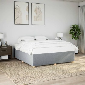 Cama sin colchón tela gris claro 200x200