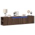 Mueble de TV de pared con luz LED marrón roble 180x31x39,5