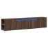 Mueble de TV de pared con luz LED marrón roble 180x31x39,5
