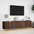Mueble de TV de pared con luz LED marrón roble 180x31x39,5