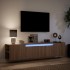 Mueble de TV de pared con luz LED marrón roble 180x31x39,5