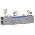 Mueble de TV de pared con luz LED gris hormigón 180x31x39,5
