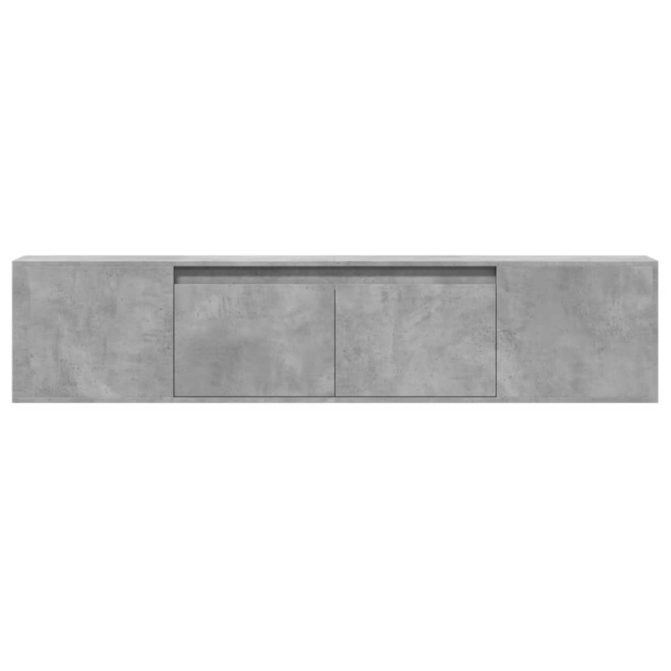 Mueble de TV de pared con luz LED gris hormigón 180x31x39,5