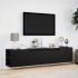 Mueble de TV de pared con luz LED negro 180x31x39,5