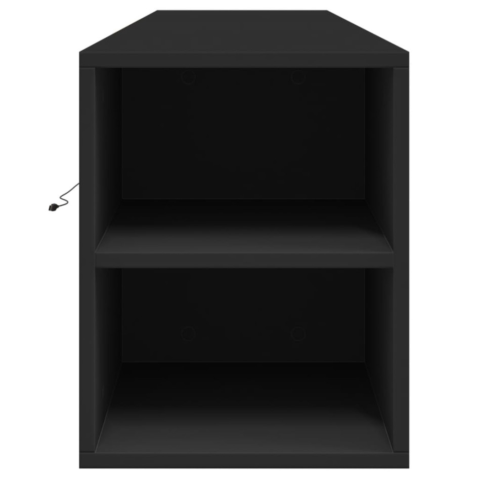 Mueble de TV de pared con luz LED negro 180x31x39,5