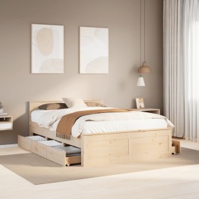 Cama con cabecero sin colchón madera maciza de pino 150x200