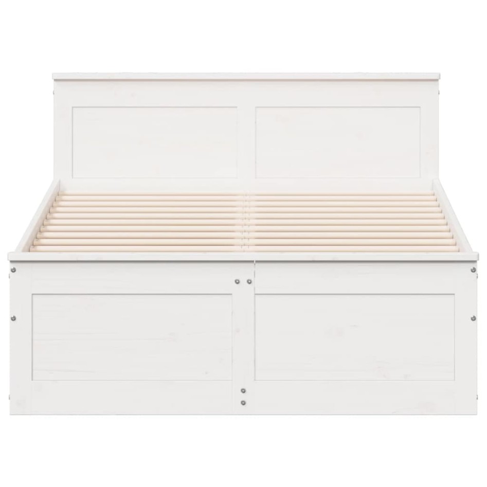 Cama con cabecero sin colchón madera maciza blanca 135x190
