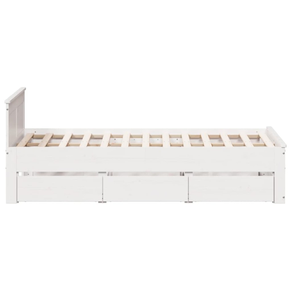 Cama con cabecero sin colchón madera maciza blanca 135x190