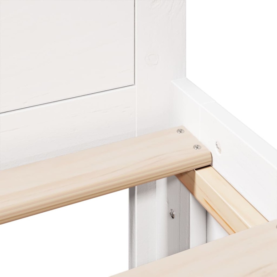 Cama con cabecero sin colchón madera maciza blanca 135x190