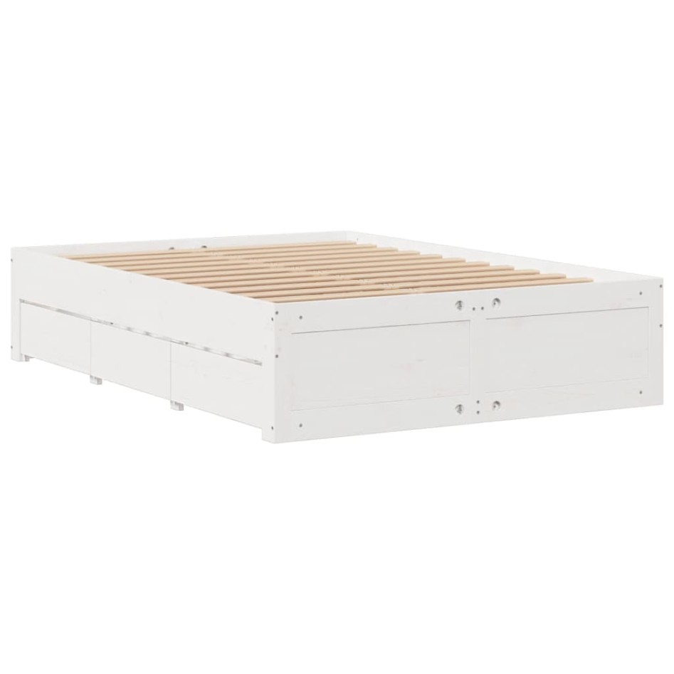 Estructura de cama sin colchón madera de pino blanca 140x200