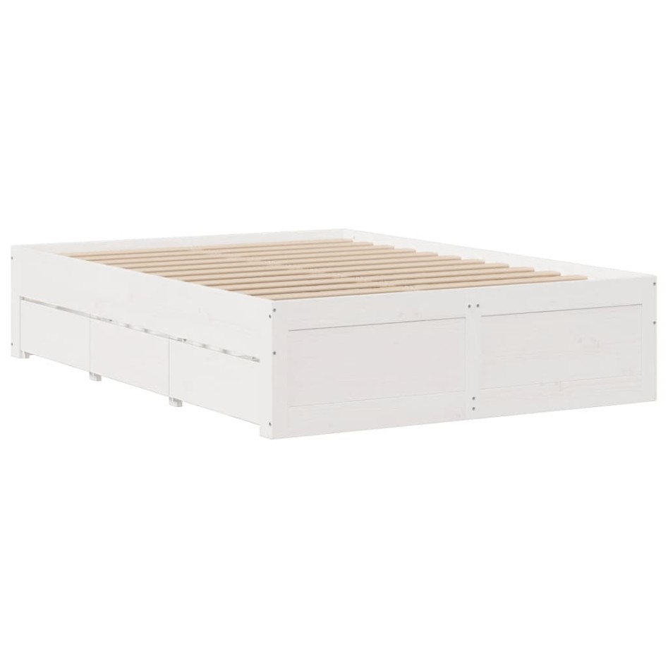 Estructura de cama sin colchón madera de pino blanca 140x200