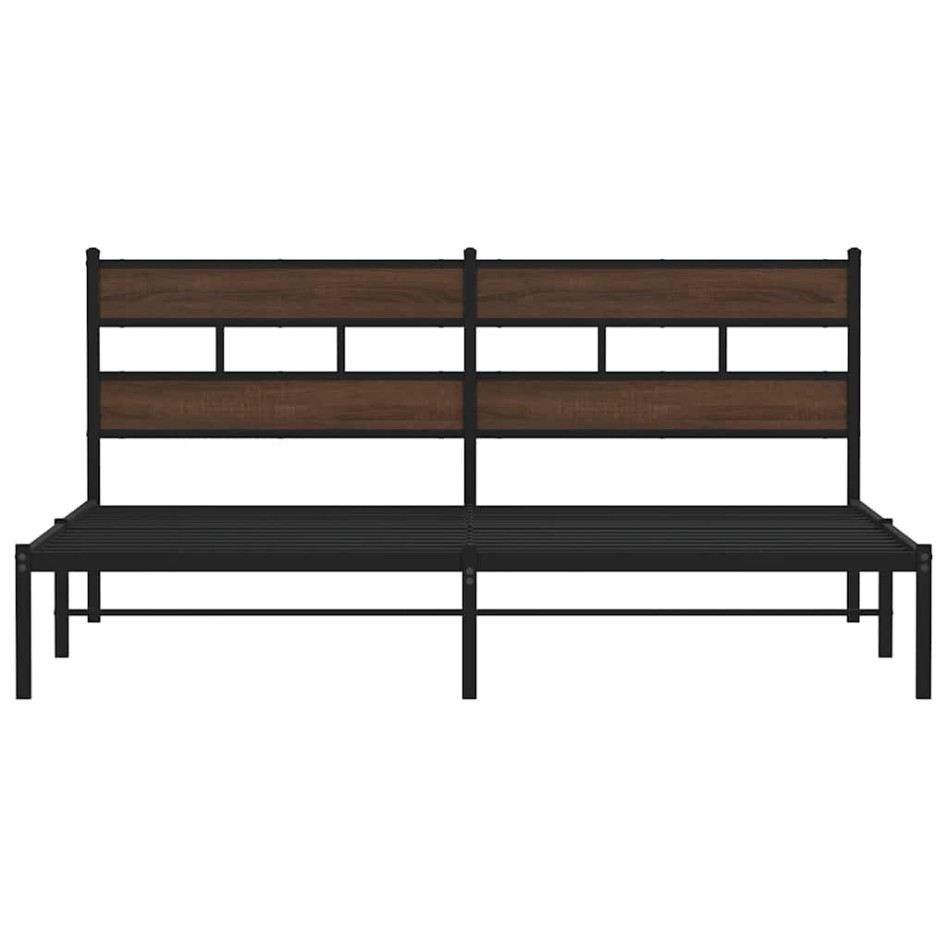 Estructura cama con cabecero sin colchón marrón roble