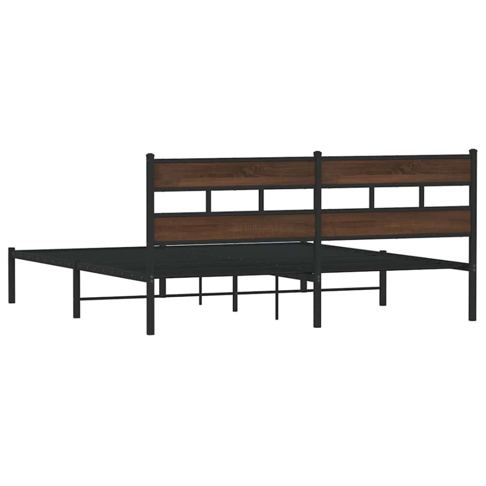 Estructura cama con cabecero sin colchón marrón roble