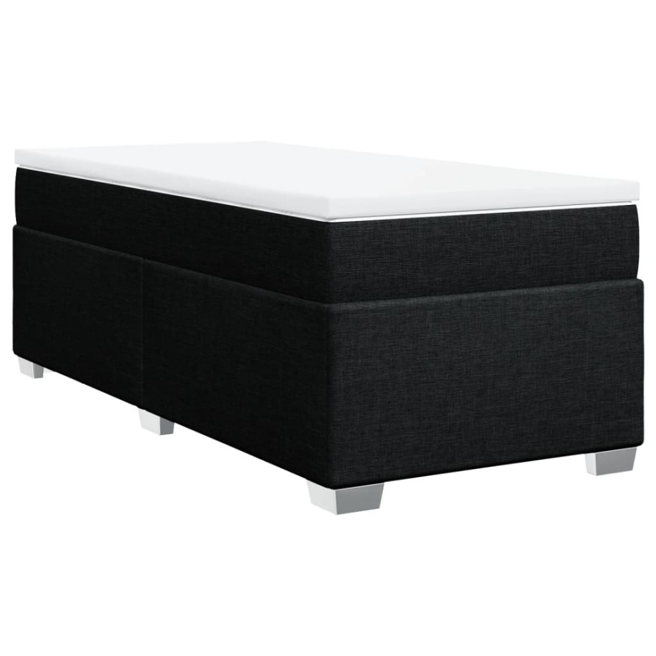 Cama box spring con colchón tela negro 90x190