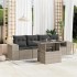 Set de sofás jardín y cojines 5 pzas ratán sintético gris