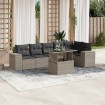 Set de sofás de jardín 7 pzas con cojines ratán PE gris claro