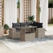 Set de sofás jardín y cojines 5 pzas ratán sintético gris claro