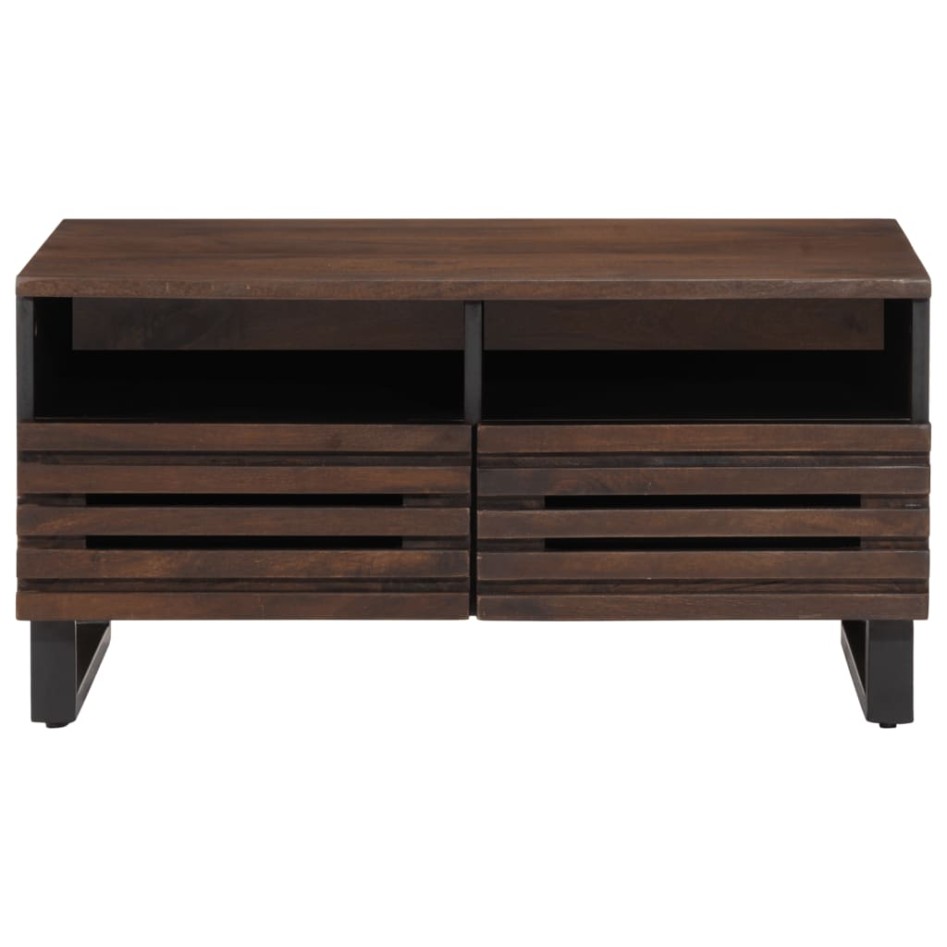 Mesa de centro madera maciza mango marrón 80x55x40