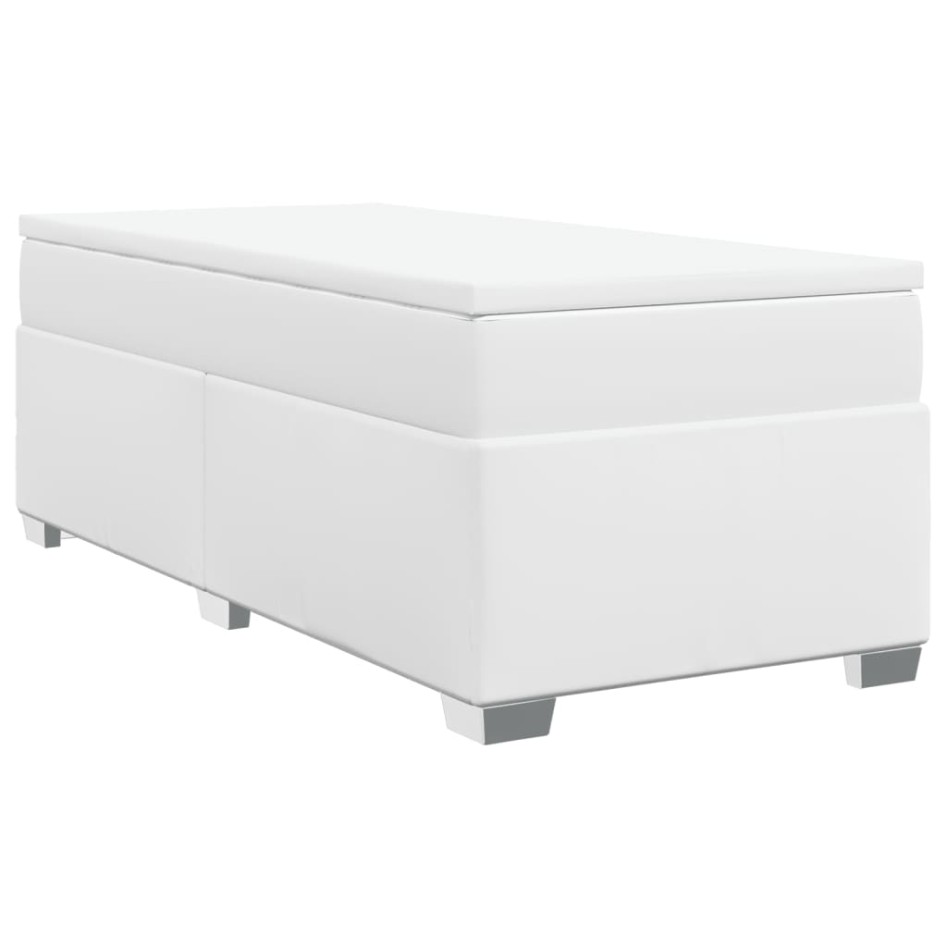 Cama box spring con colchón cuero sintético blanco 90x190