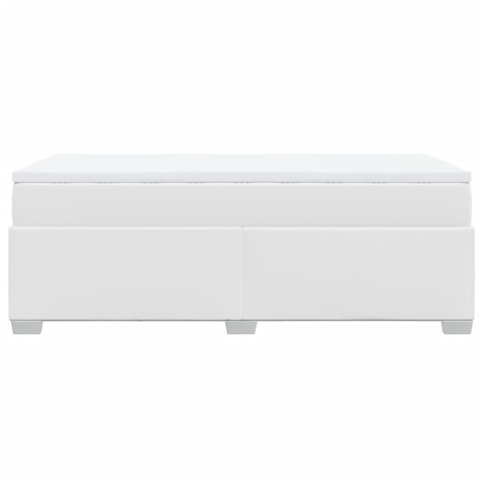 Cama box spring con colchón cuero sintético blanco 90x190
