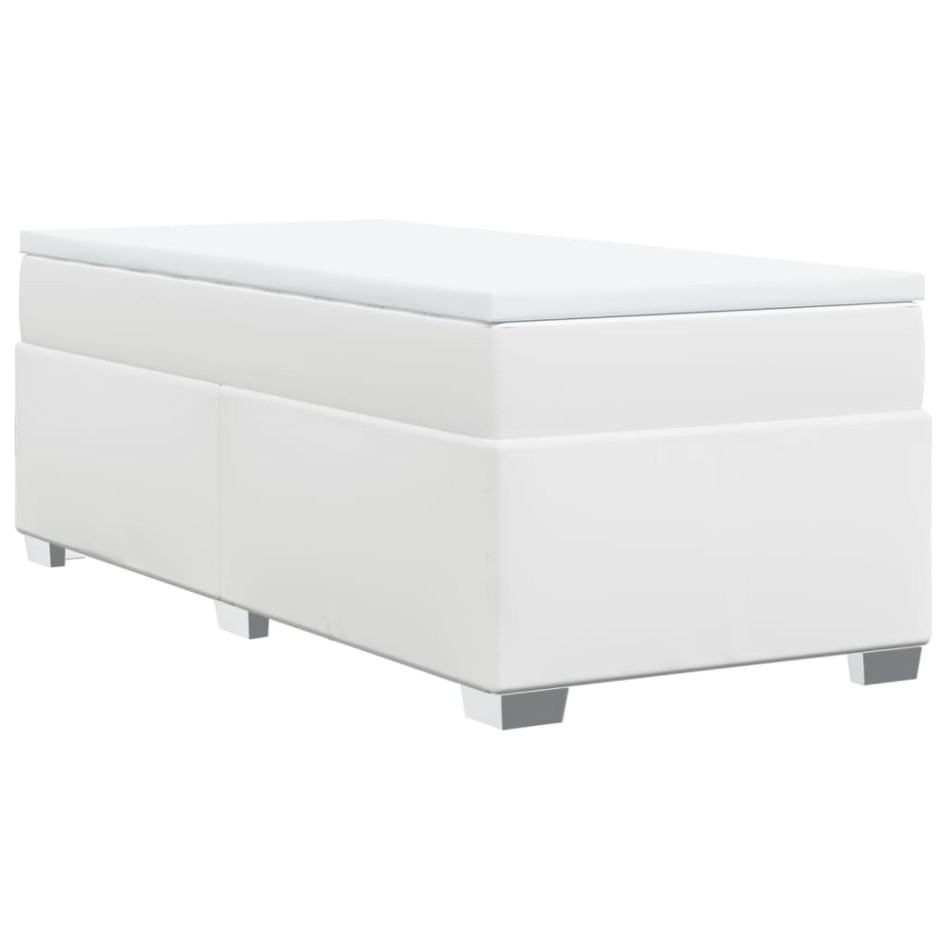 Cama box spring con colchón cuero sintético blanco 90x190