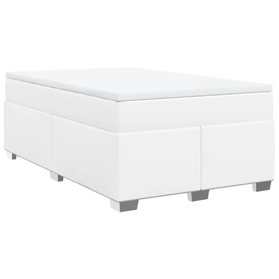 Cama box spring con colchón cuero sintético blanco 120x190
