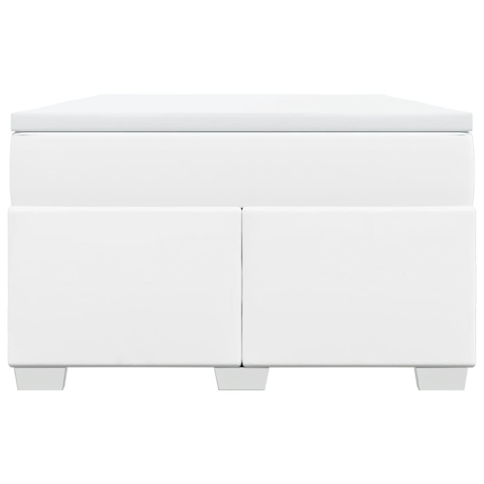 Cama box spring con colchón cuero sintético blanco 120x190