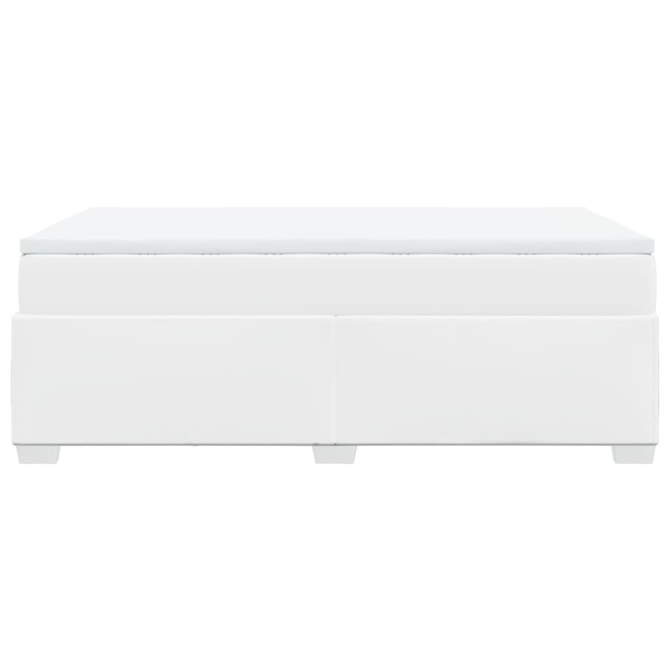 Cama box spring con colchón cuero sintético blanco 120x190