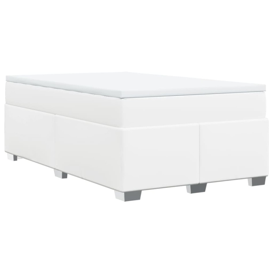Cama box spring con colchón cuero sintético blanco 120x190