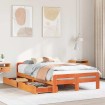 Cama sin colchón madera maciza de pino marrón cera 120x200 cm