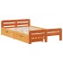 Cama sin colchón madera maciza de pino marrón cera 120x200