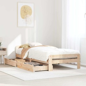 Estructura de cama sin colchón madera maciza pino 75x190