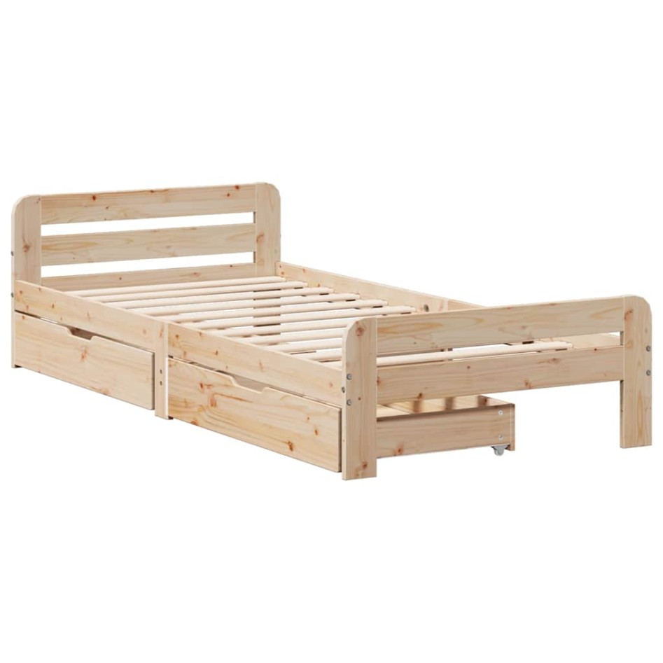 Estructura de cama sin colchón madera maciza pino 75x190
