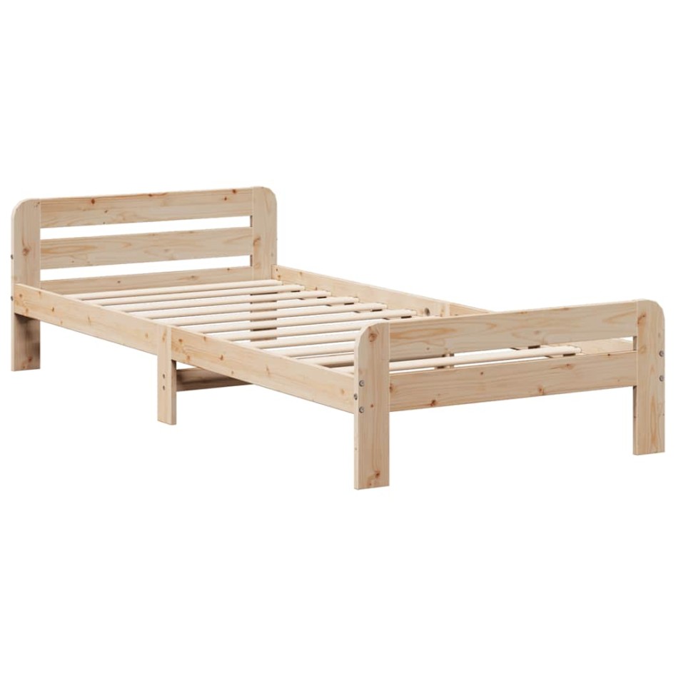 Estructura de cama sin colchón madera maciza pino 75x190