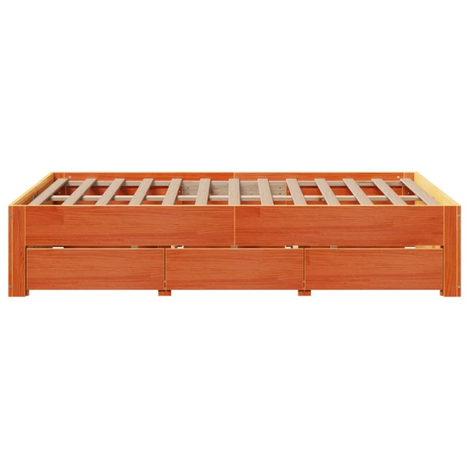 Cama sin colchón con cajones madera de pino marrón 120x190