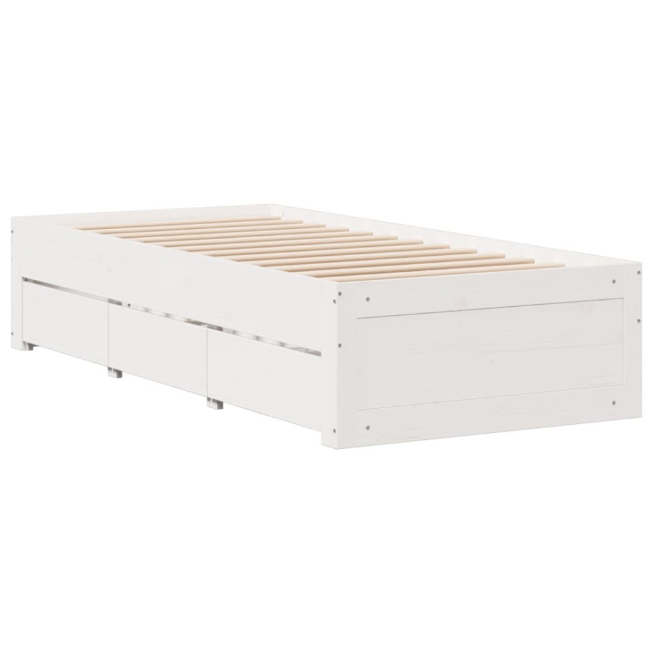 Cama sin colchón con cajones madera de pino blanco 90x190
