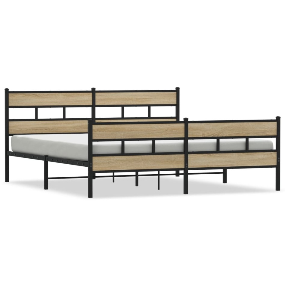 Estructura de cama sin colchón metal roble Sonoma 180x200