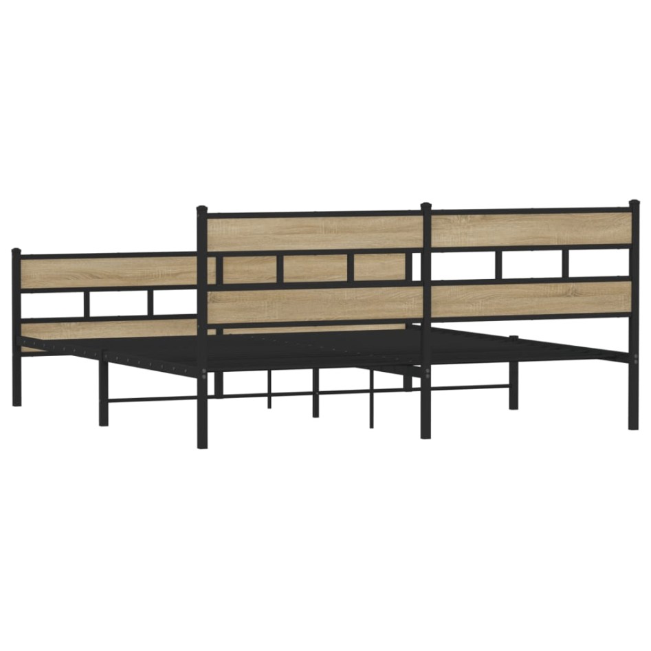 Estructura de cama sin colchón metal roble Sonoma 180x200