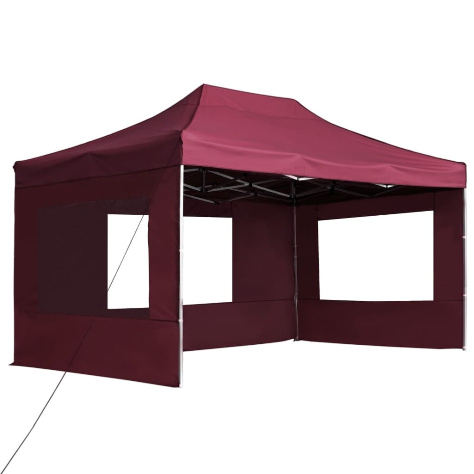 Carpa plegable profesional y paredes aluminio rojo tinto
